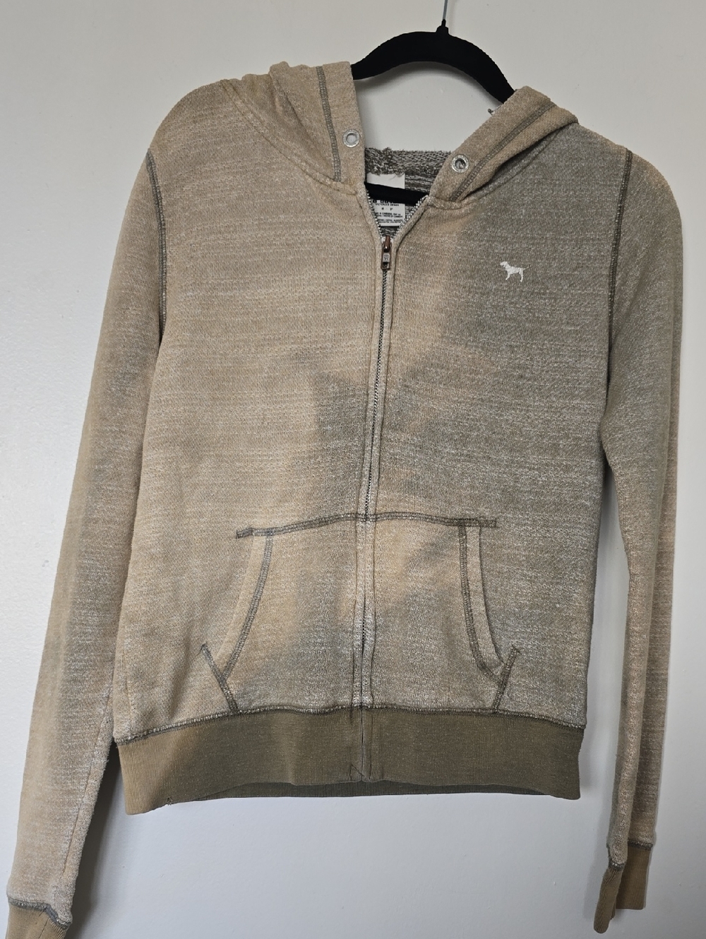 Victoria's Secret PINK Beige Zip Hoodie with Logo Tag